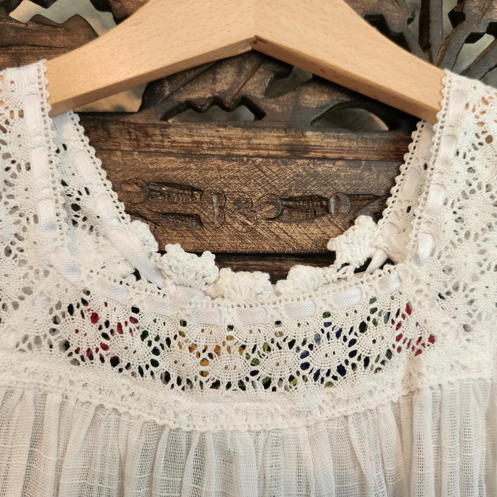 Bundle! 2 Handmade Embroidered White Sleeveless Dresses - Picture 8 of 10
